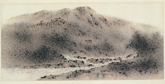 청전 이상범 | 하경산수 | 1960년대 | 종이에 수묵담채 | 61 x 128 cm