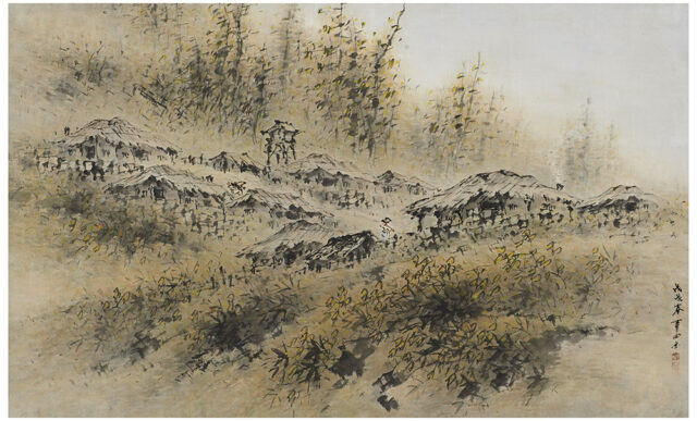 청전 이상범 | 추경산수 | 1958년 | 종이에 수묵담채 | 55 x 89.5 cm
