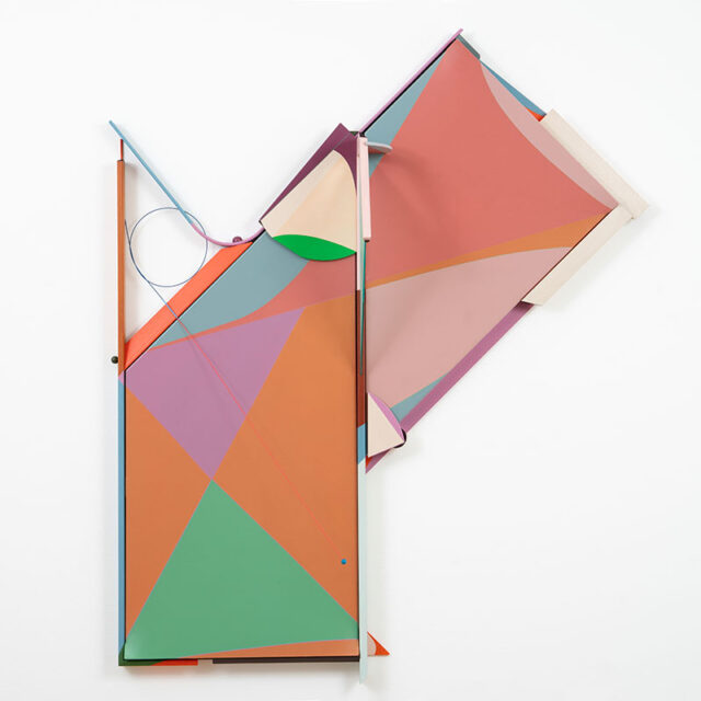 inter- | 130 x 107 x 26cm | acrylic color on canvas & acrylic color, pine-wood cylinder, satin-acrylic panel, wire, wire-clothing and wood ball on birch structure | 2024